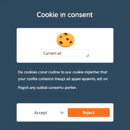 Captura de pantalla del plugin de consentimiento de cookies en el sitio web, mostrando las opciones para aceptar o rechazar las cookies.
